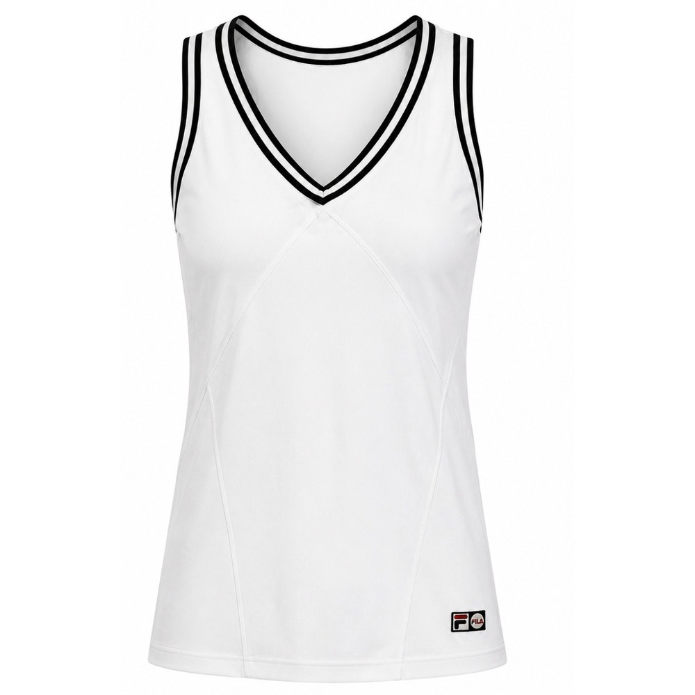 Fila 100 Year Anniversary Tank Top Women XL White Navy‎ Built In Bra